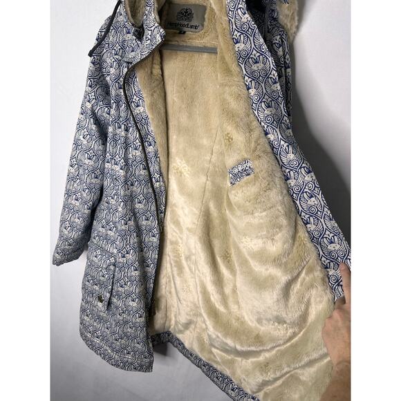 Hemp HoodLamb Limited Edition Jeremy Fish Rabbit Bunny Print Long coat Small - Picture 2 of 11